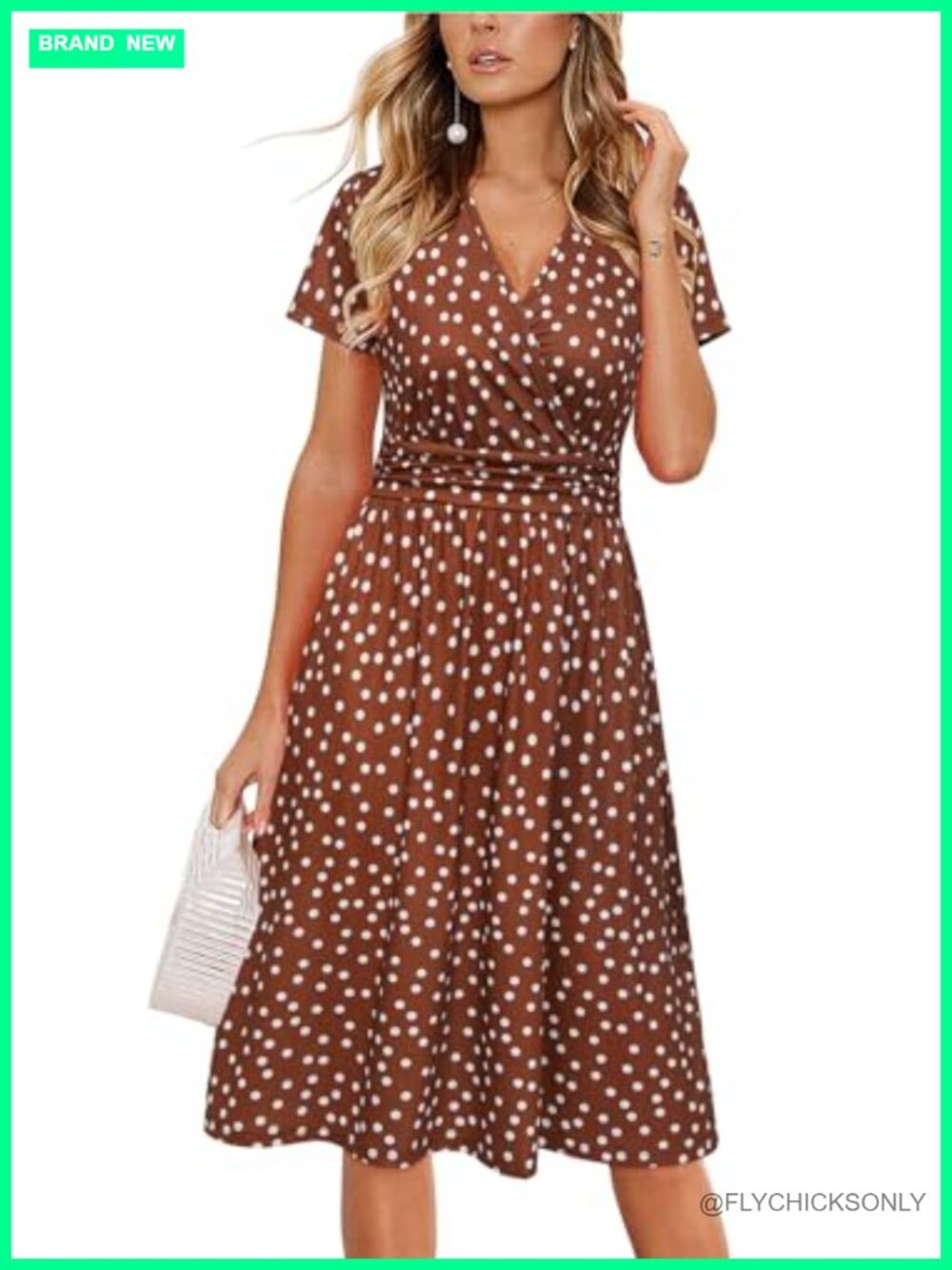 Women's floral wrap v neck sundress with pockets & ruched waist